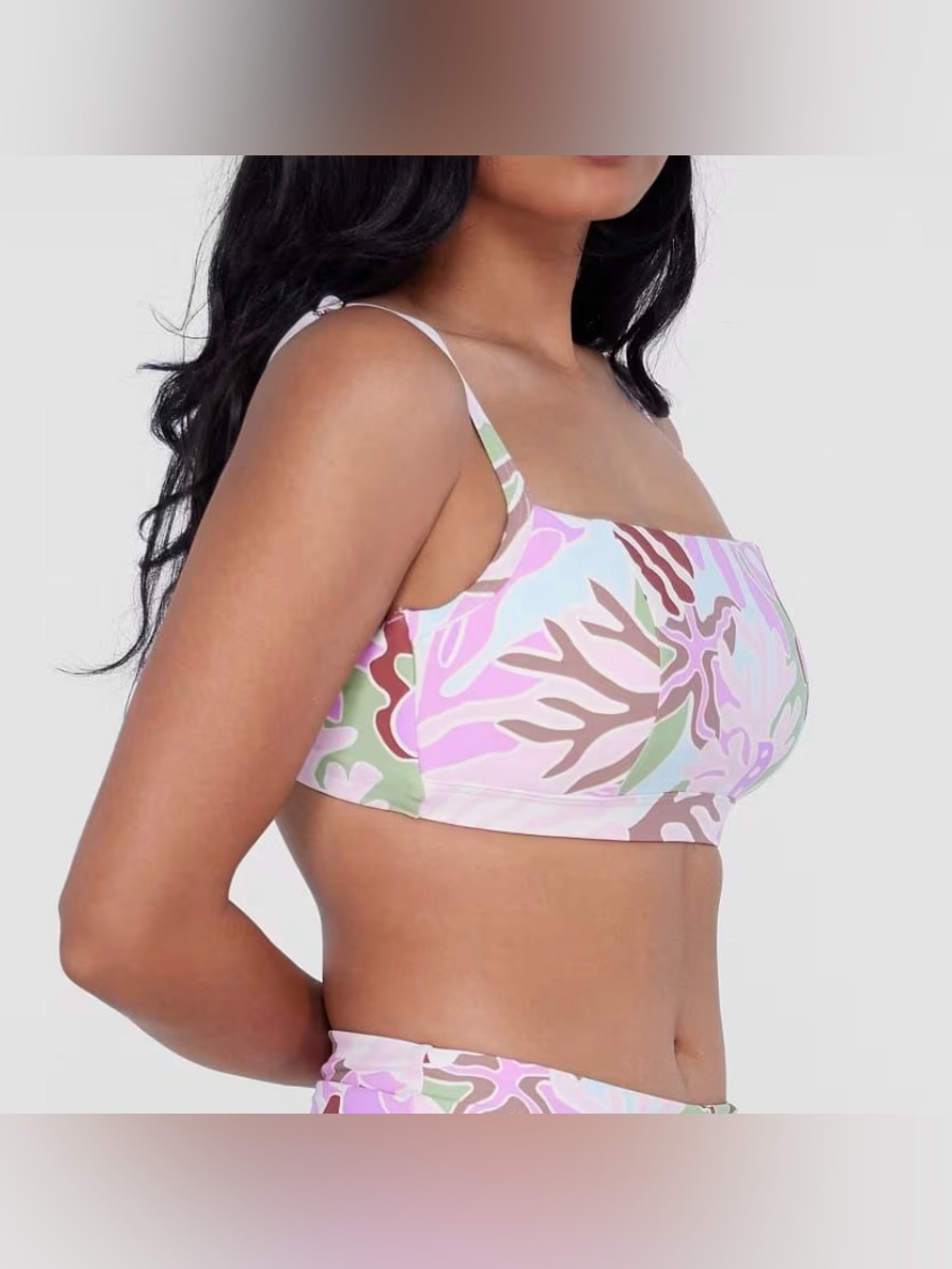 BIRDSONG Square Neck Underwire Bralette Bikini Top in Ocean Treasures Size 36G